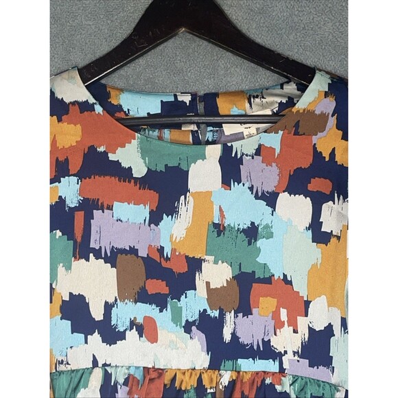 Entro Womens Balloon Sleeve Top Blouse Large Boho Artsy Festival Peasant Retro - Picture 2 of 12